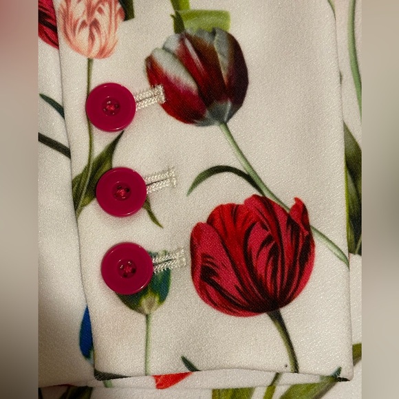 NWT $550 ALICE + OLIVIA Macy Floral Crepe Fitted Blazer, Color KISS MY TULIPS, - Picture 15 of 17